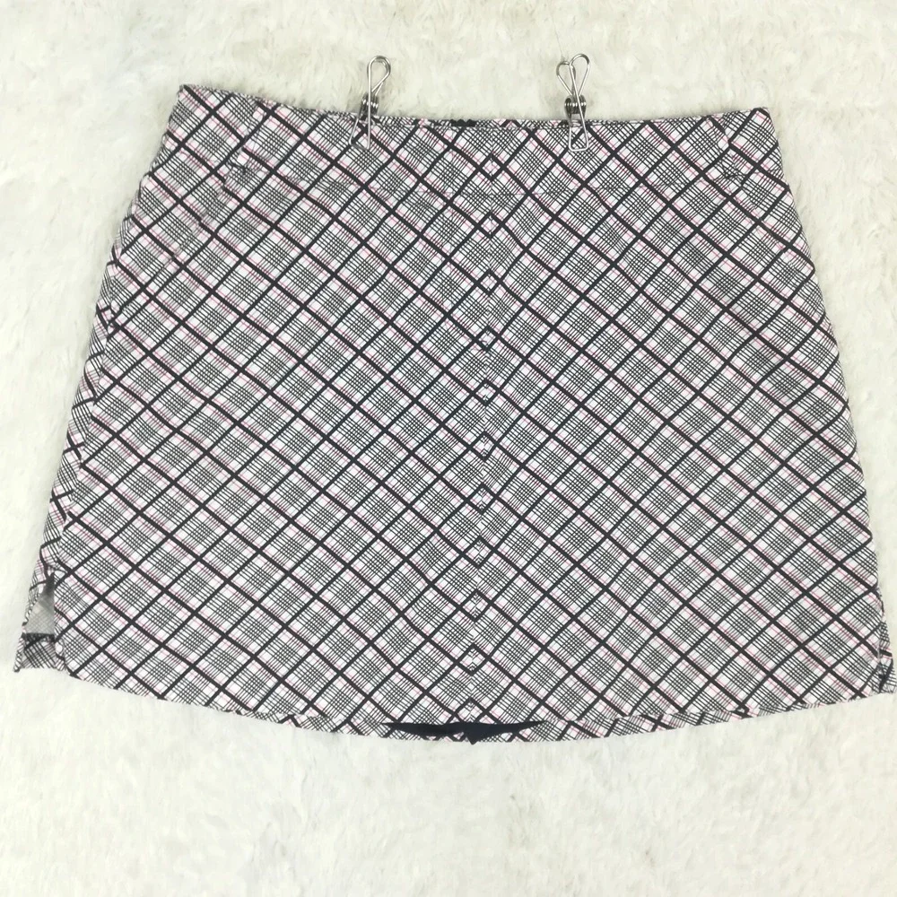 Lady Hagen Womens Skort Skirt Mini  Navy Blue White Plaid Casual Preppy Sporty 8